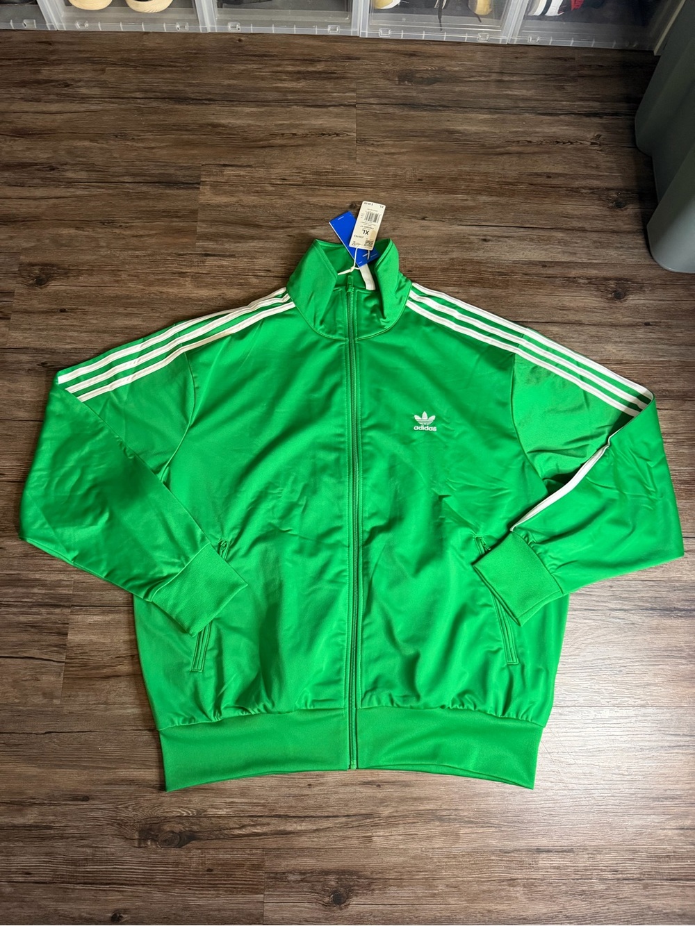 Adidas Originals Firebird Track Jacket Green/White 3-Stripe $80 NWT Men’s Sz XL